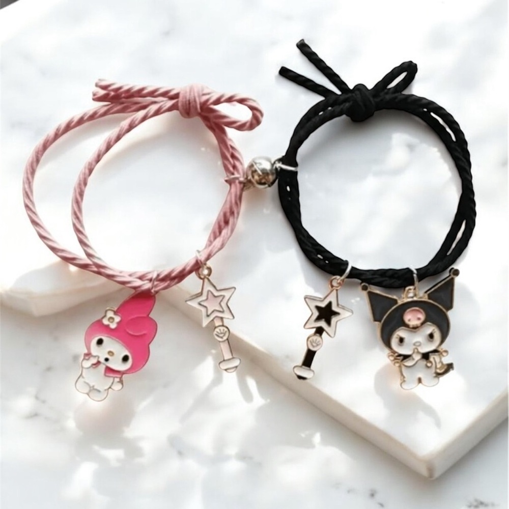 Cute Character friendship Kids Bracelet set - Pink and Black